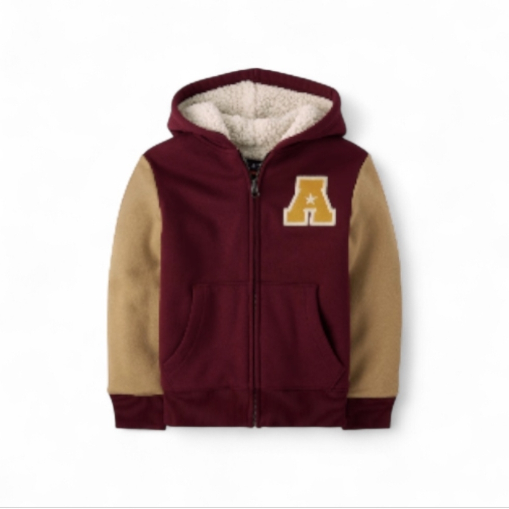 Kids Maroon and Tan Hoodie